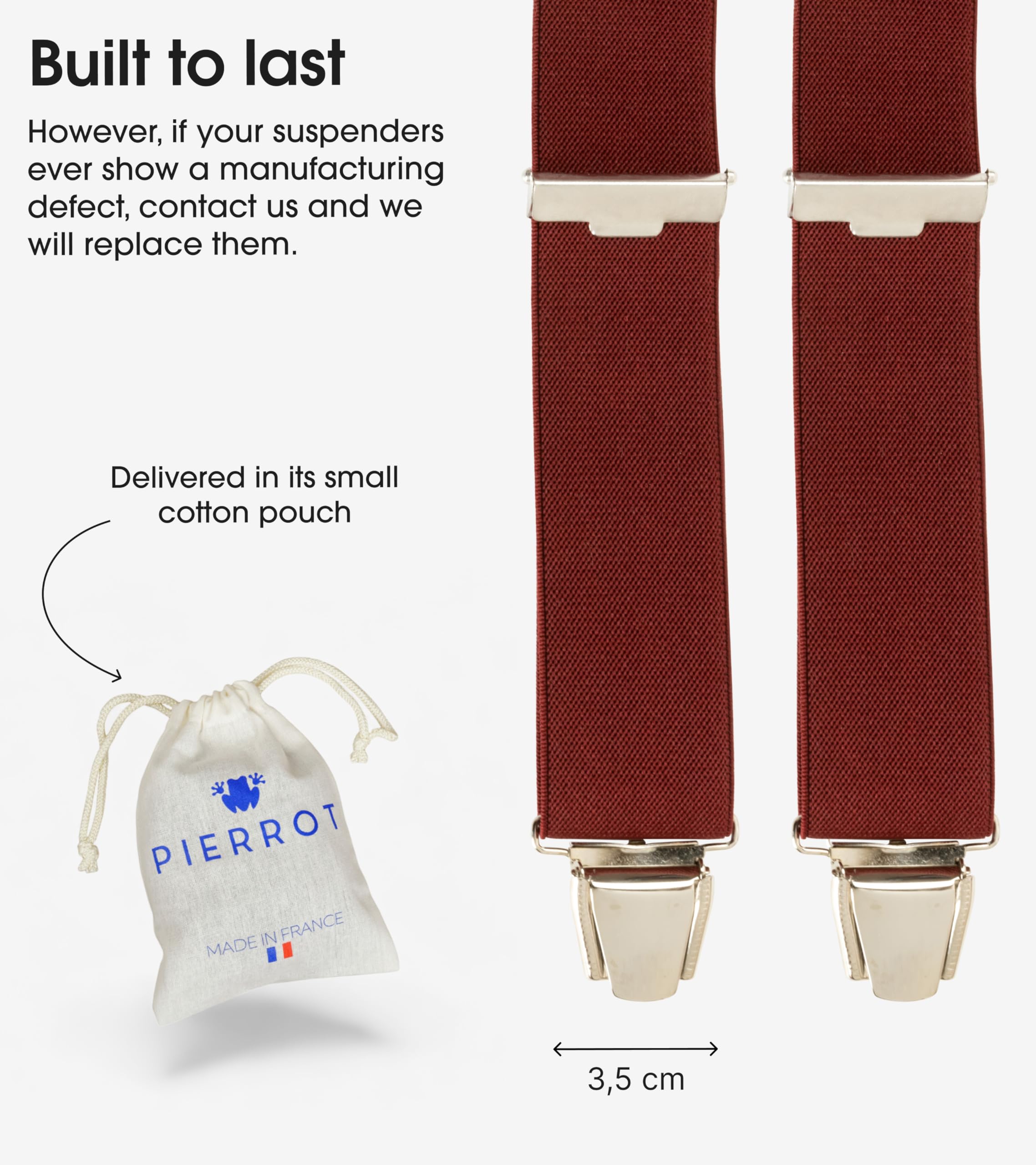 PIERROT Men’s Suspenders - One Size Adjustable and Elastic Suspenders for Men Trousers Heavy Duty with 4 Very Strong Clips - Image 4