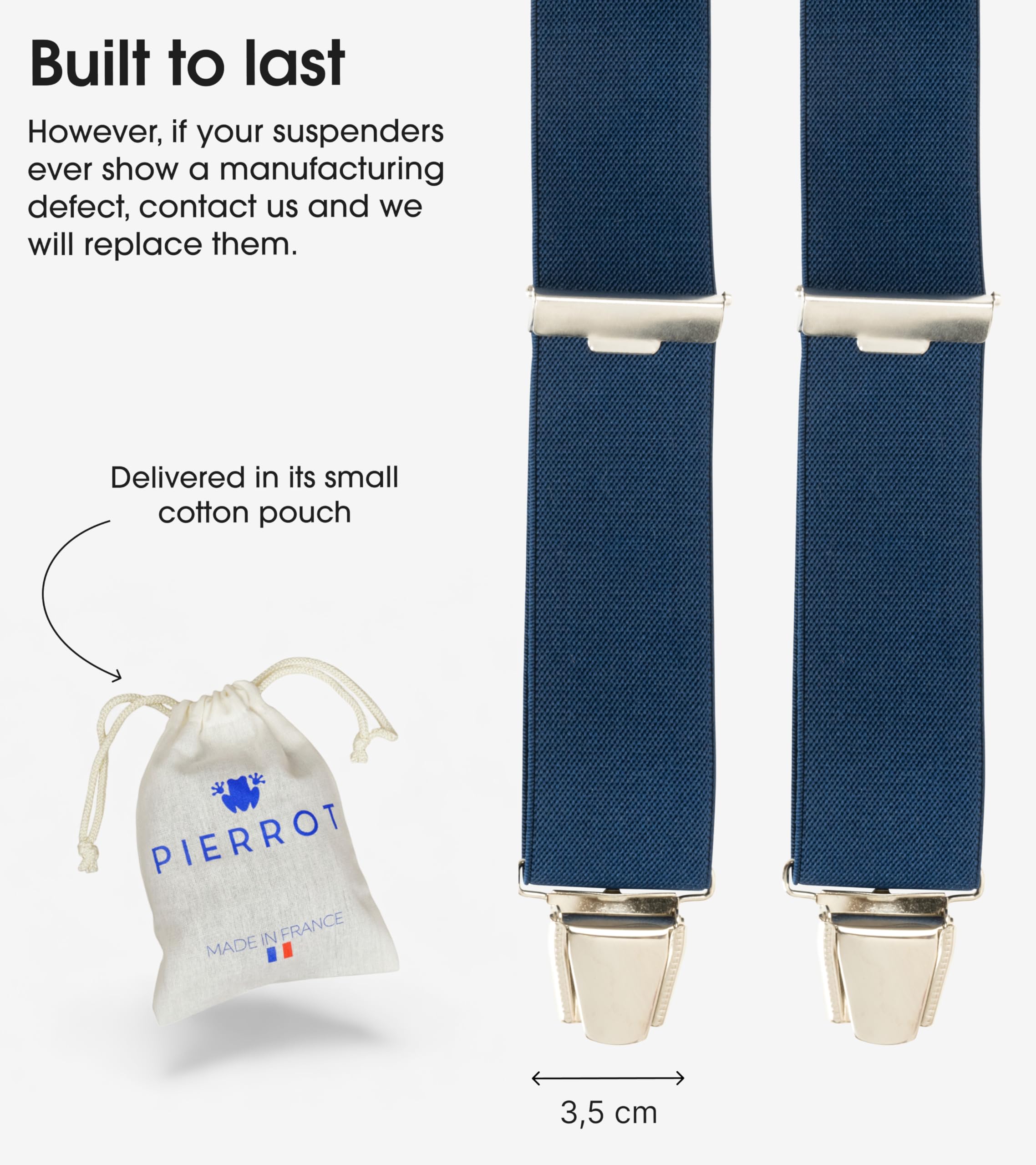 PIERROT Men’s Suspenders - One Size Adjustable and Elastic Suspenders for Men Trousers Heavy Duty with 4 Very Strong Clips - Image 4