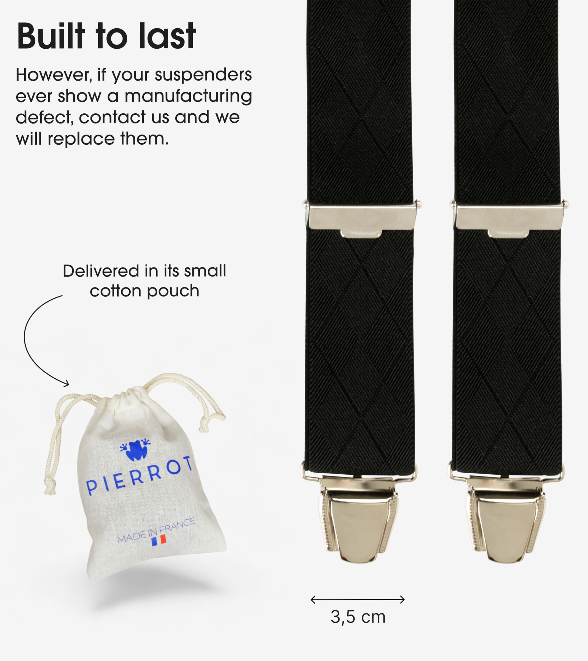 PIERROT Men’s Suspenders - One Size Adjustable and Elastic Suspenders for Men Trousers Heavy Duty with 4 Very Strong Clips - Image 4