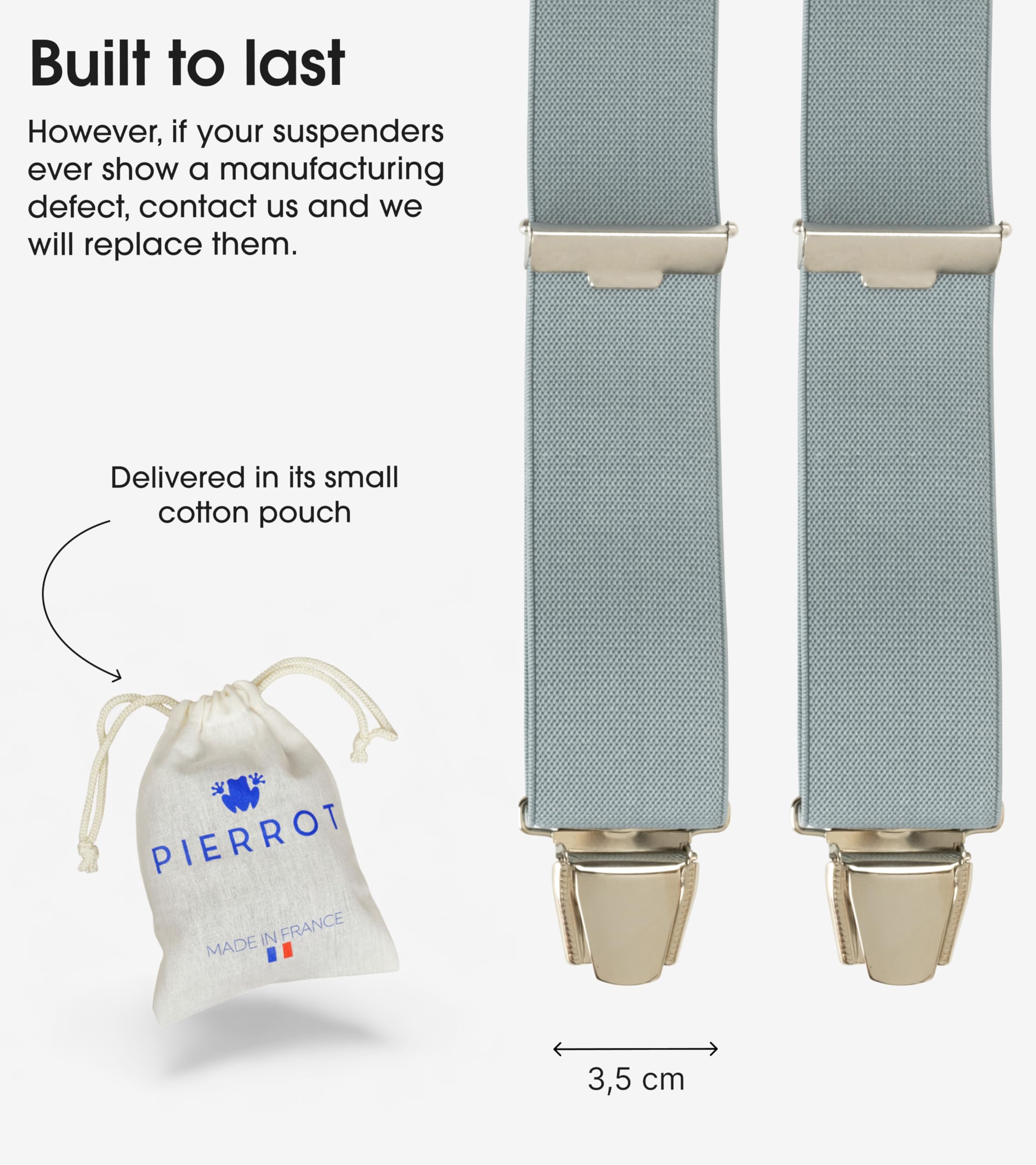 PIERROT Men’s Suspenders - One Size Adjustable and Elastic Suspenders for Men Trousers Heavy Duty with 4 Very Strong Clips - Image 4