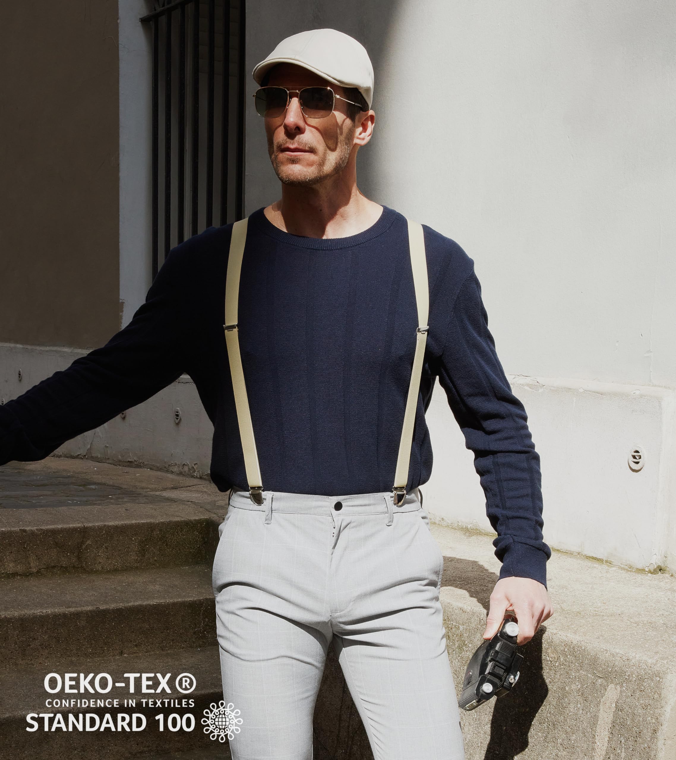 PIERROT Skinny Suspenders for Men with Very Strong Clips - One Size Adjustable and Elastic - Thin Heavy Duty Braces - Image 3