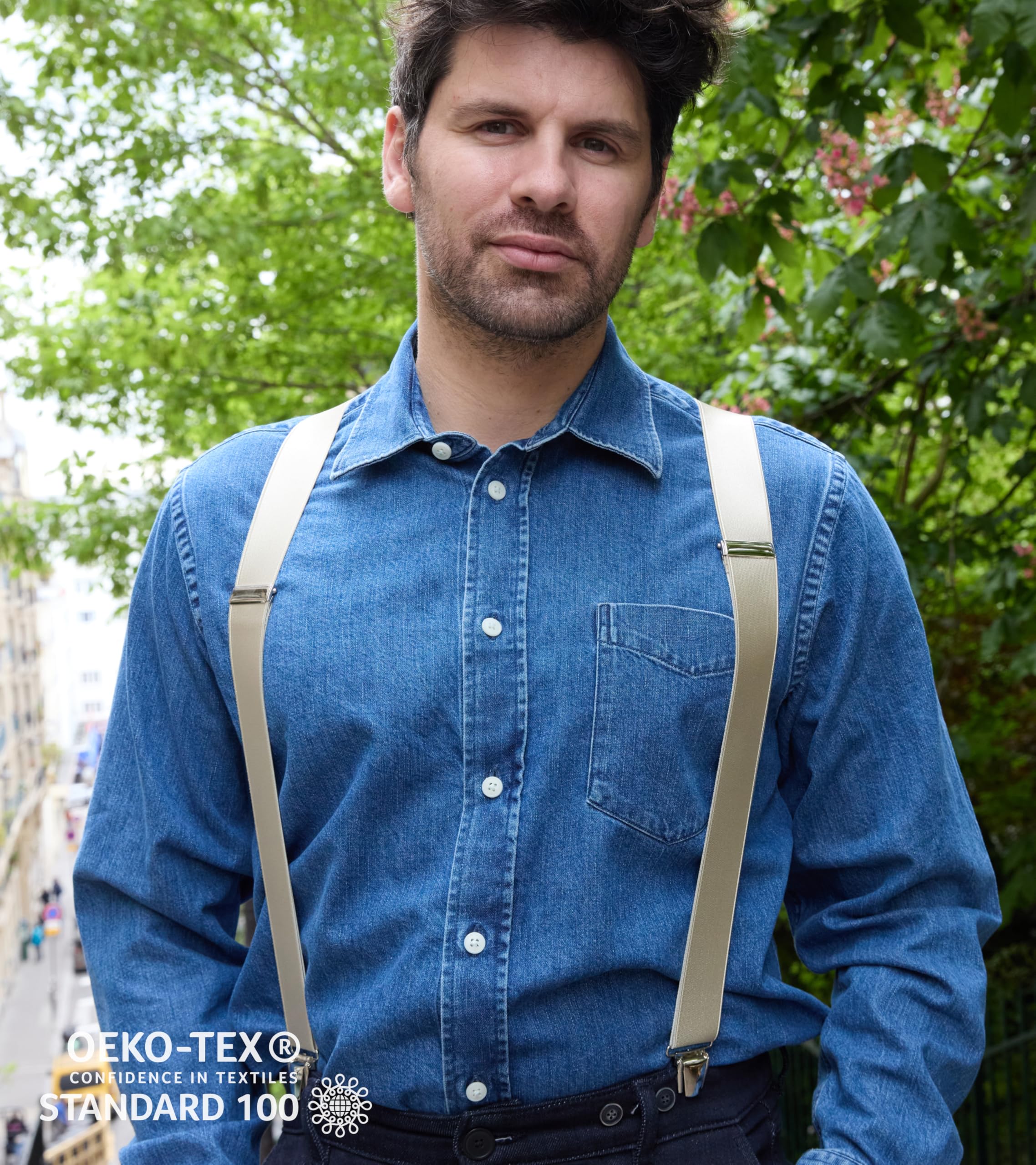 PIERROT Suspenders for Men Premium with Very Strong Clips - One Size Adjustable - Wide Heavy Duty Braces for Men Trousers - Image 3