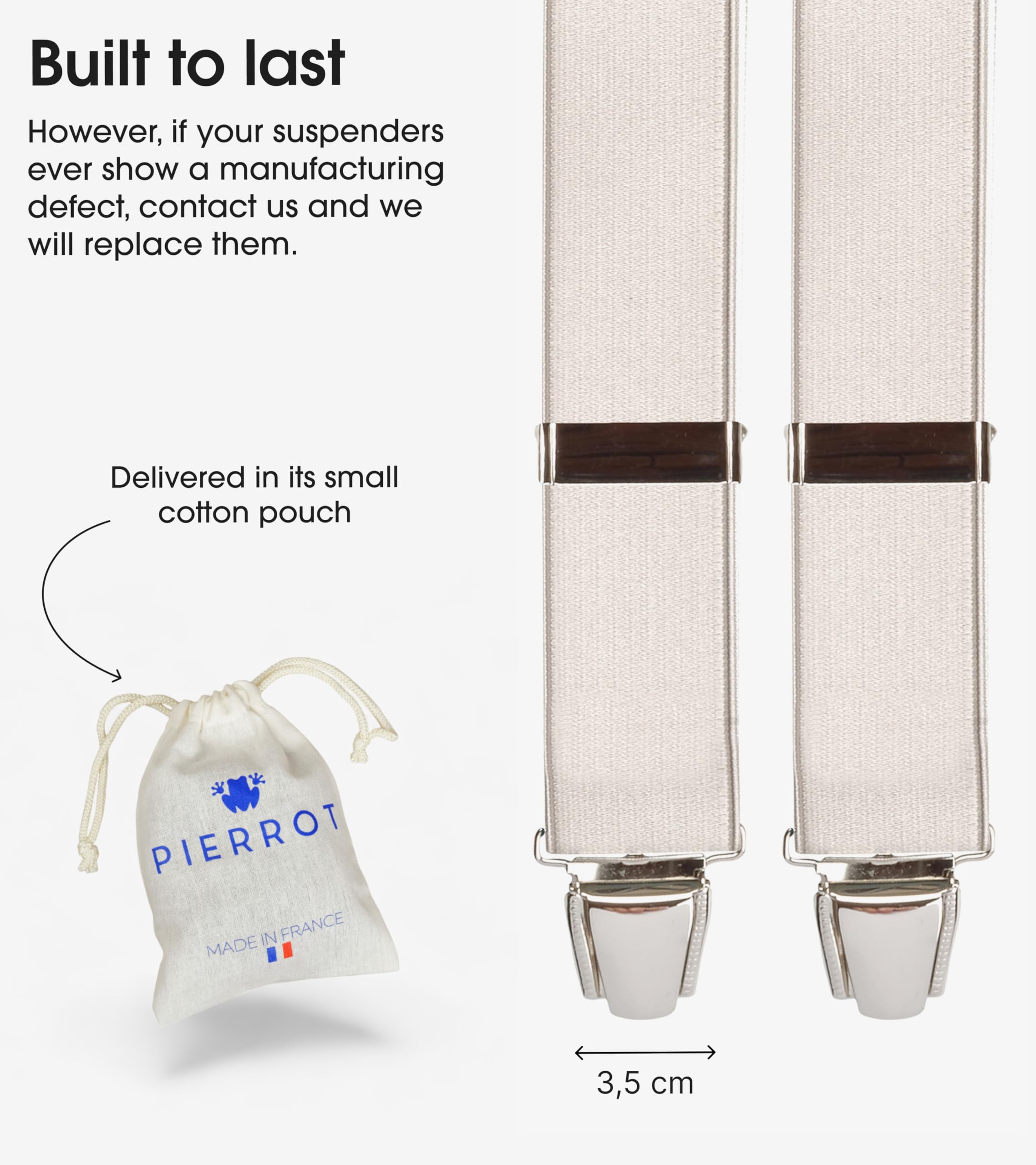 PIERROT Suspenders for Men Premium with Very Strong Clips - One Size Adjustable - Wide Heavy Duty Braces for Men Trousers - Image 4