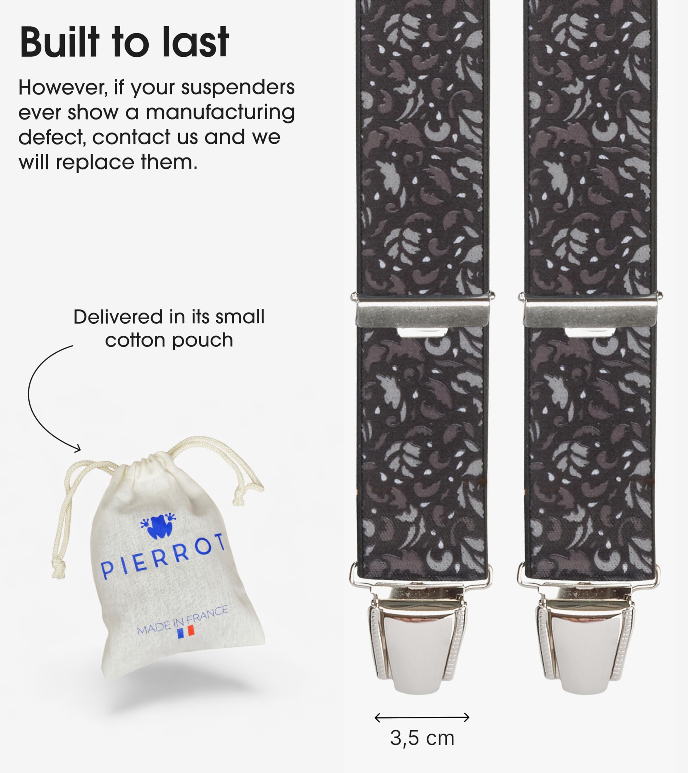 PIERROT Suspenders for Men Premium with Very Strong Clips - One Size Adjustable - Wide Heavy Duty Braces for Men Trousers - Image 4