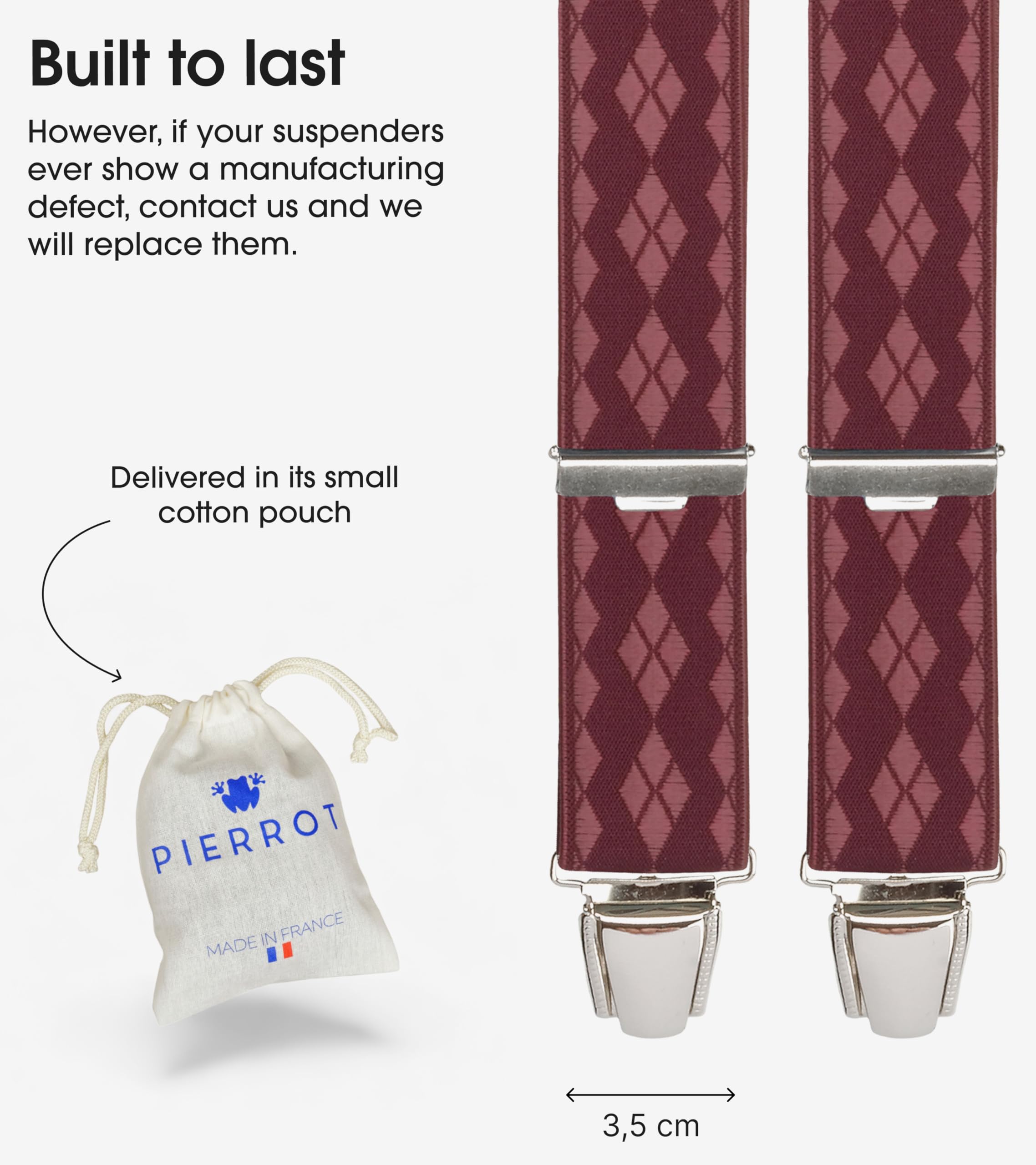 PIERROT Suspenders for Men Premium with Very Strong Clips - One Size Adjustable - Wide Heavy Duty Braces for Men Trousers - Image 4