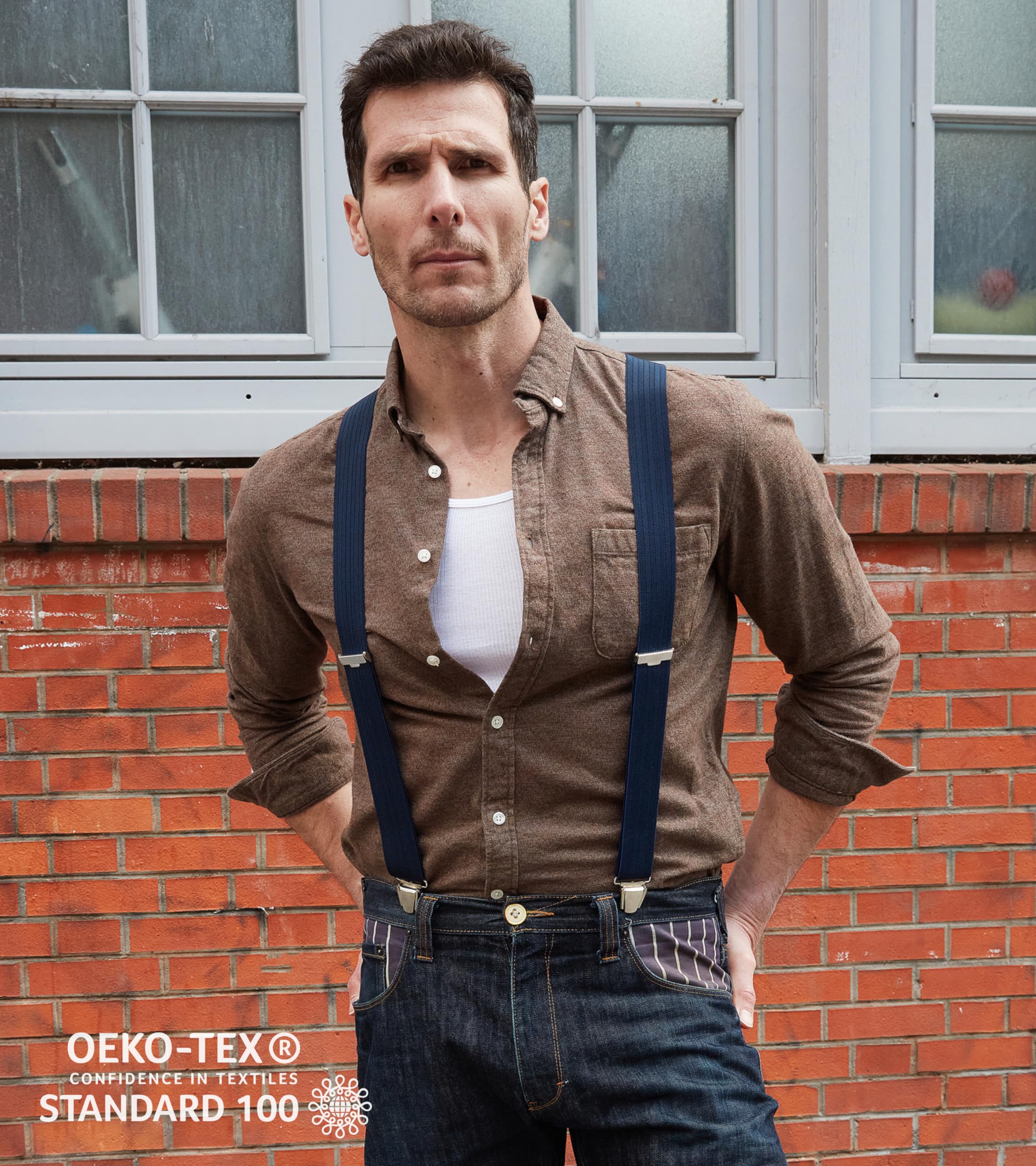 PIERROT Suspenders for Men Premium with Very Strong Clips - One Size Adjustable - Wide Heavy Duty Braces for Men Trousers - Image 3