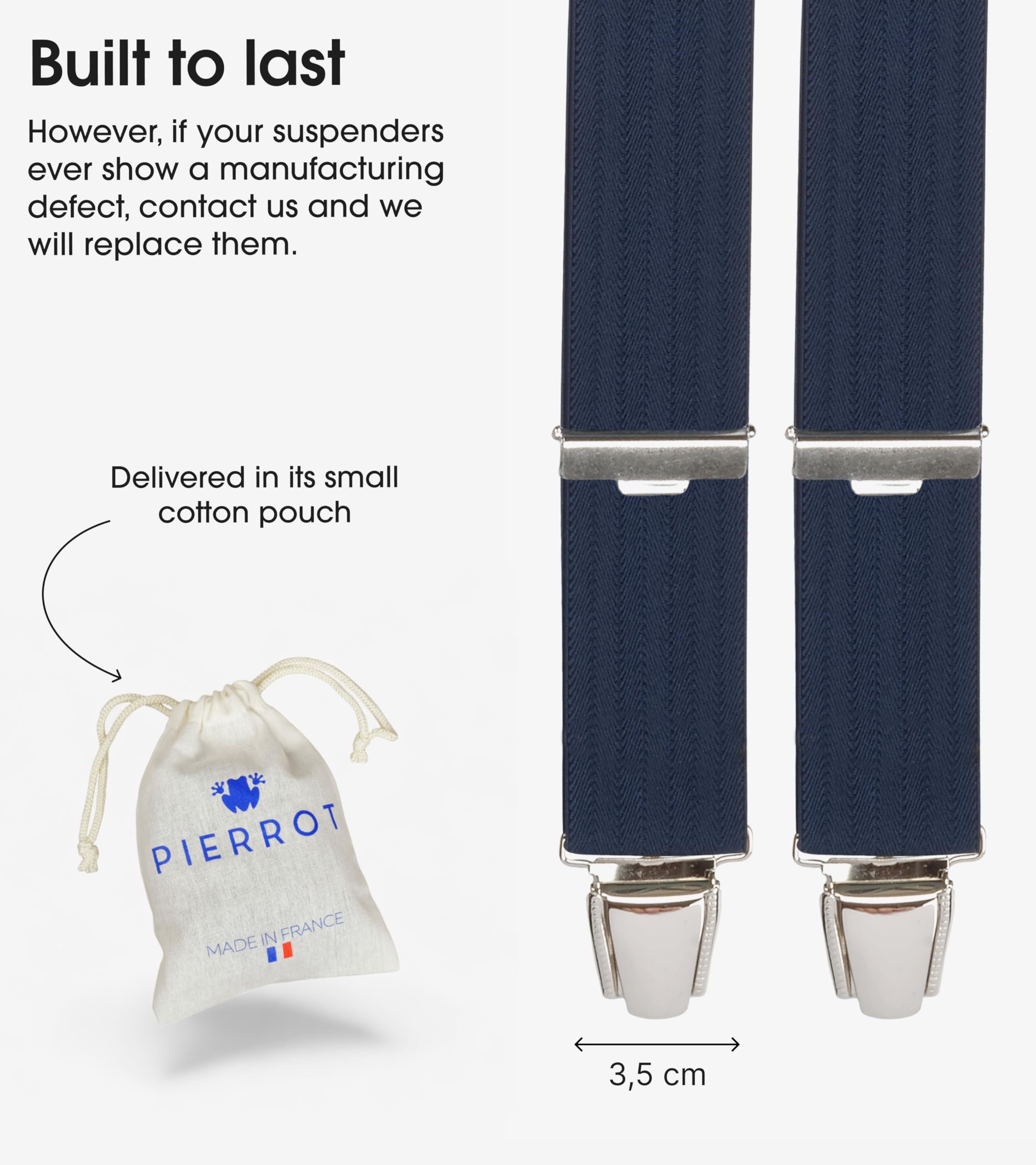 PIERROT Suspenders for Men Premium with Very Strong Clips - One Size Adjustable - Wide Heavy Duty Braces for Men Trousers - Image 4