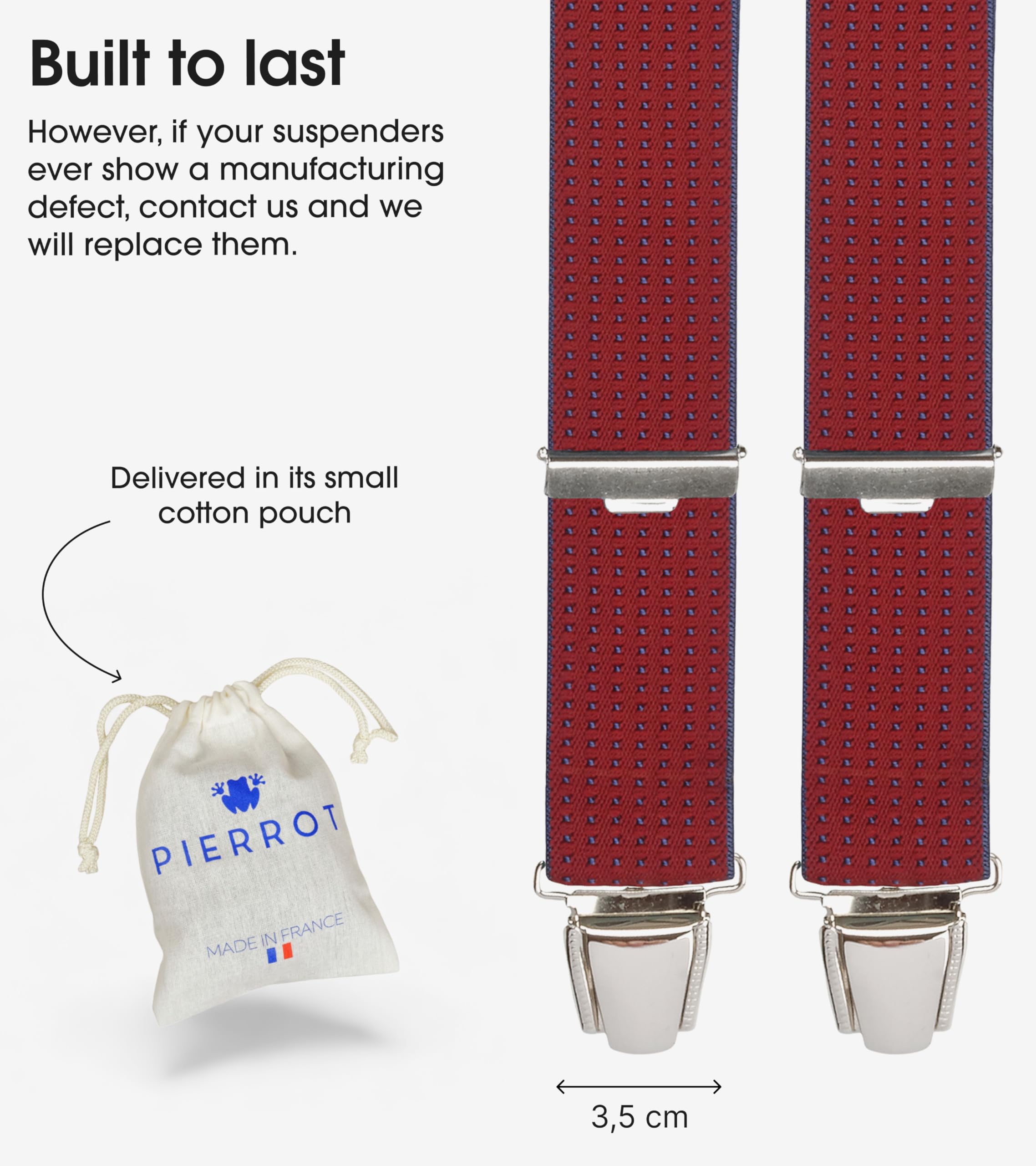 PIERROT Suspenders for Men Premium with Very Strong Clips - One Size Adjustable - Wide Heavy Duty Braces for Men Trousers - Image 4