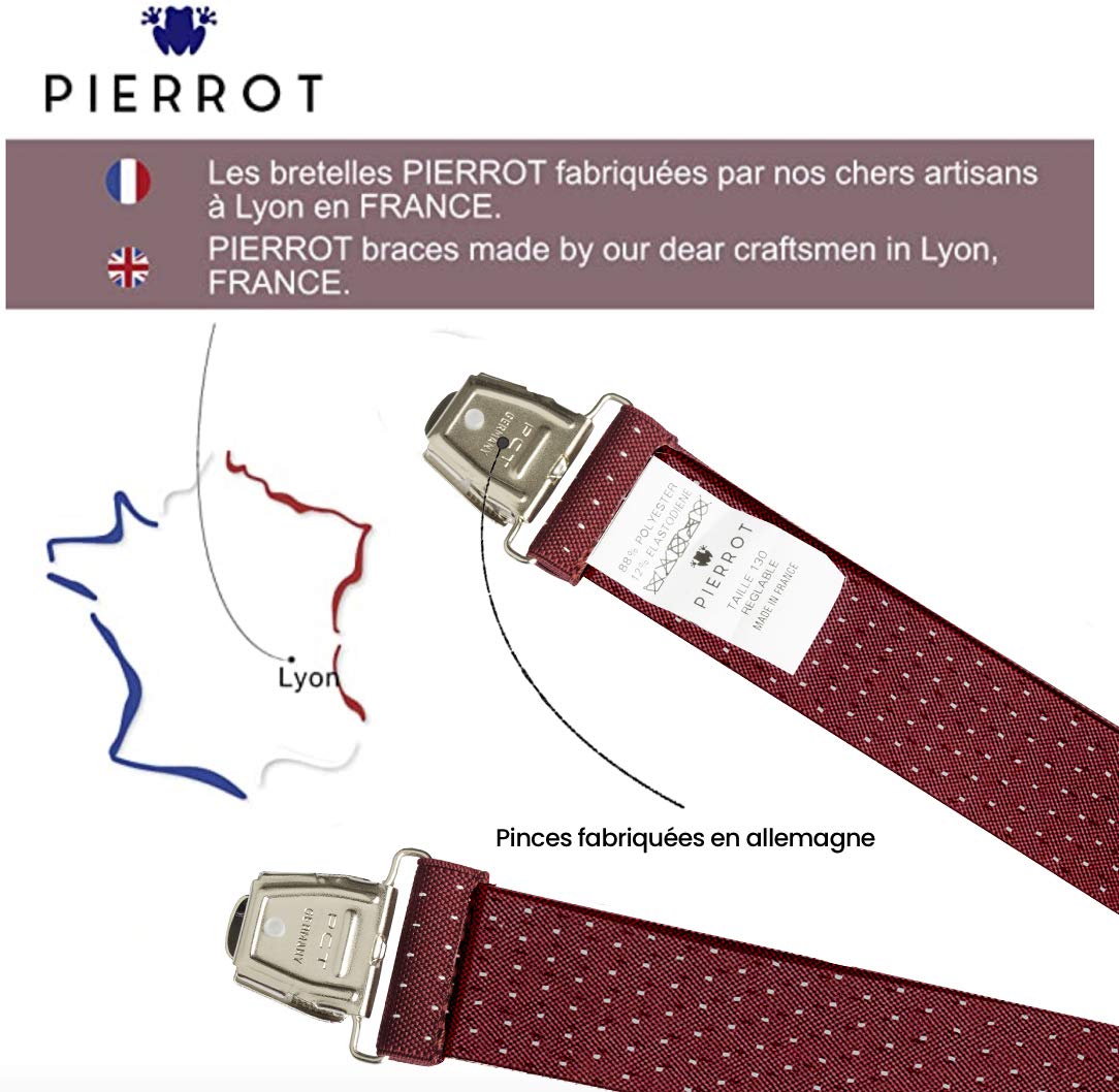PIERROT Skinny Suspenders for Men with Very Strong Clips - One Size Adjustable and Elastic - Thin Heavy Duty Braces - Image 6