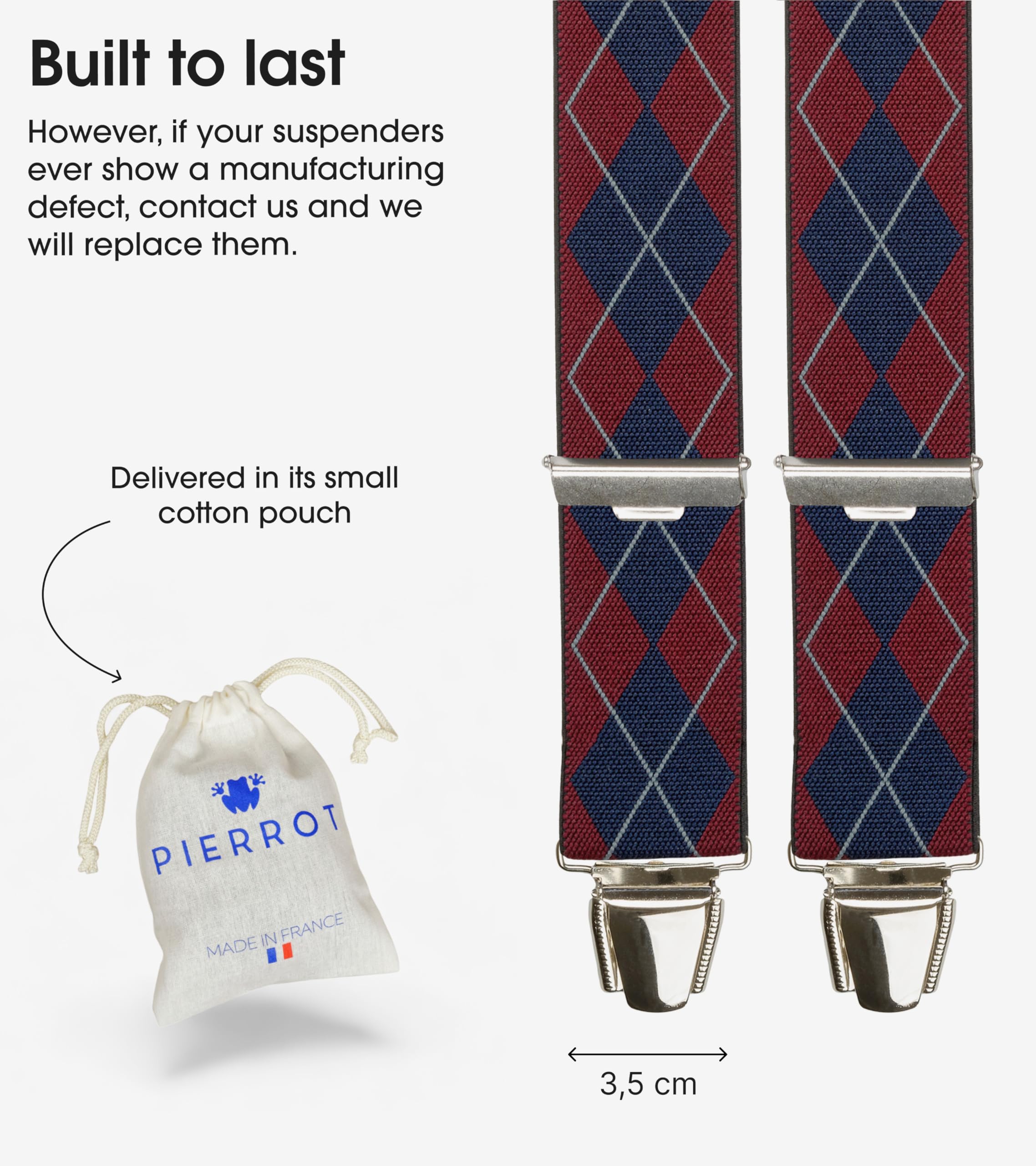 PIERROT Suspenders for Men with Very Strong Clips - One Size Adjustable - Braces for Men Trousers Heavy Duty - Image 4