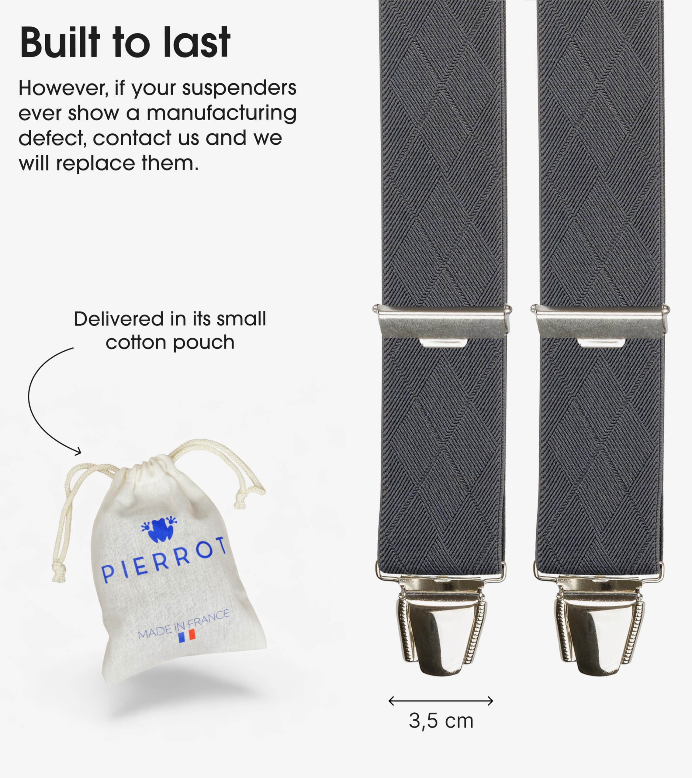 PIERROT Suspenders for Men with Very Strong Clips - One Size Adjustable - Braces for Men Trousers Heavy Duty - Image 4