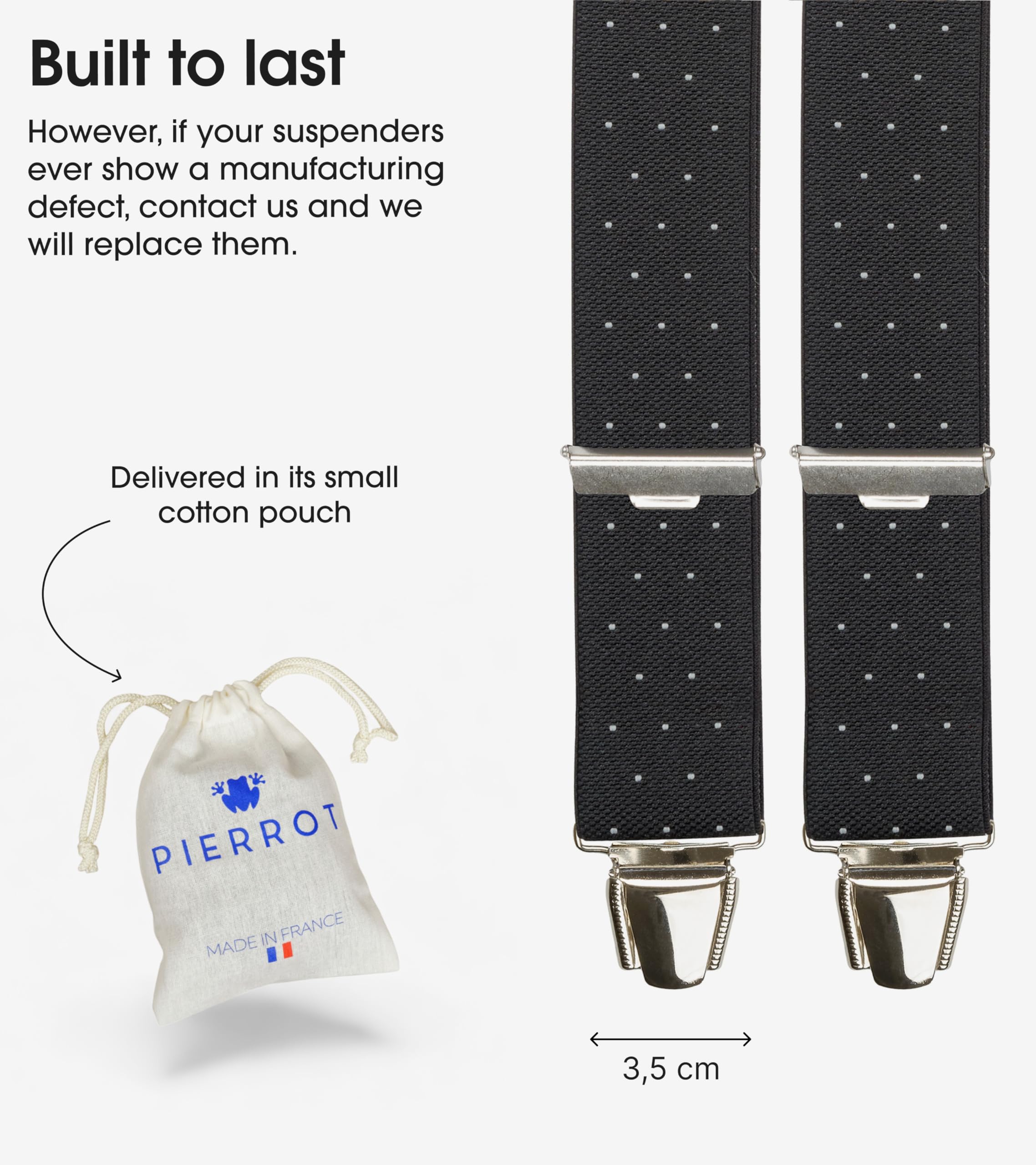 PIERROT Suspenders for Men with Very Strong Clips - One Size Adjustable - Braces for Men Trousers Heavy Duty - Image 4
