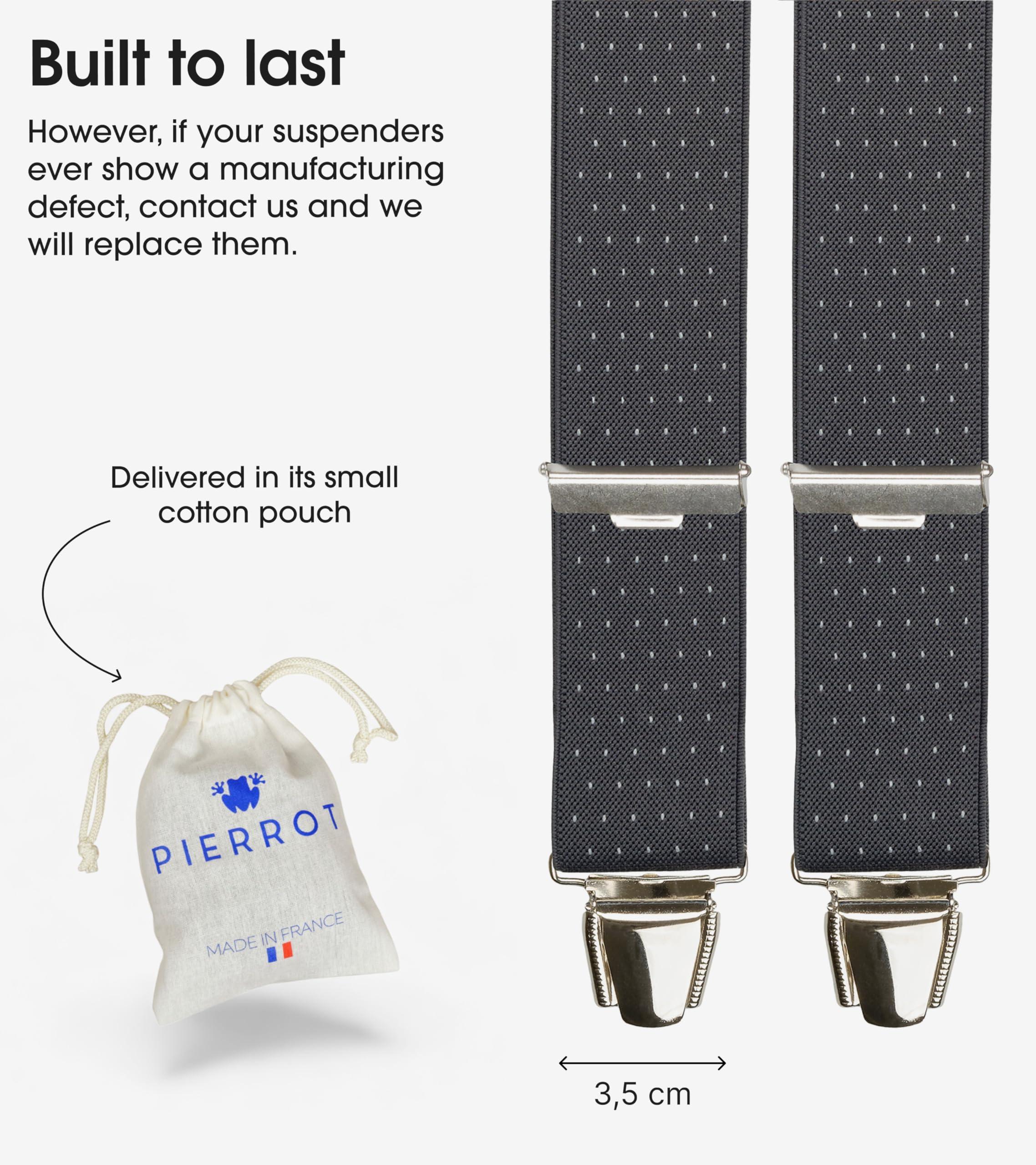 PIERROT Suspenders for Men with Very Strong Clips - One Size Adjustable - Braces for Men Trousers Heavy Duty - Image 4